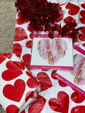 Valentine's Heart Fringe Party decor - Red and Pink